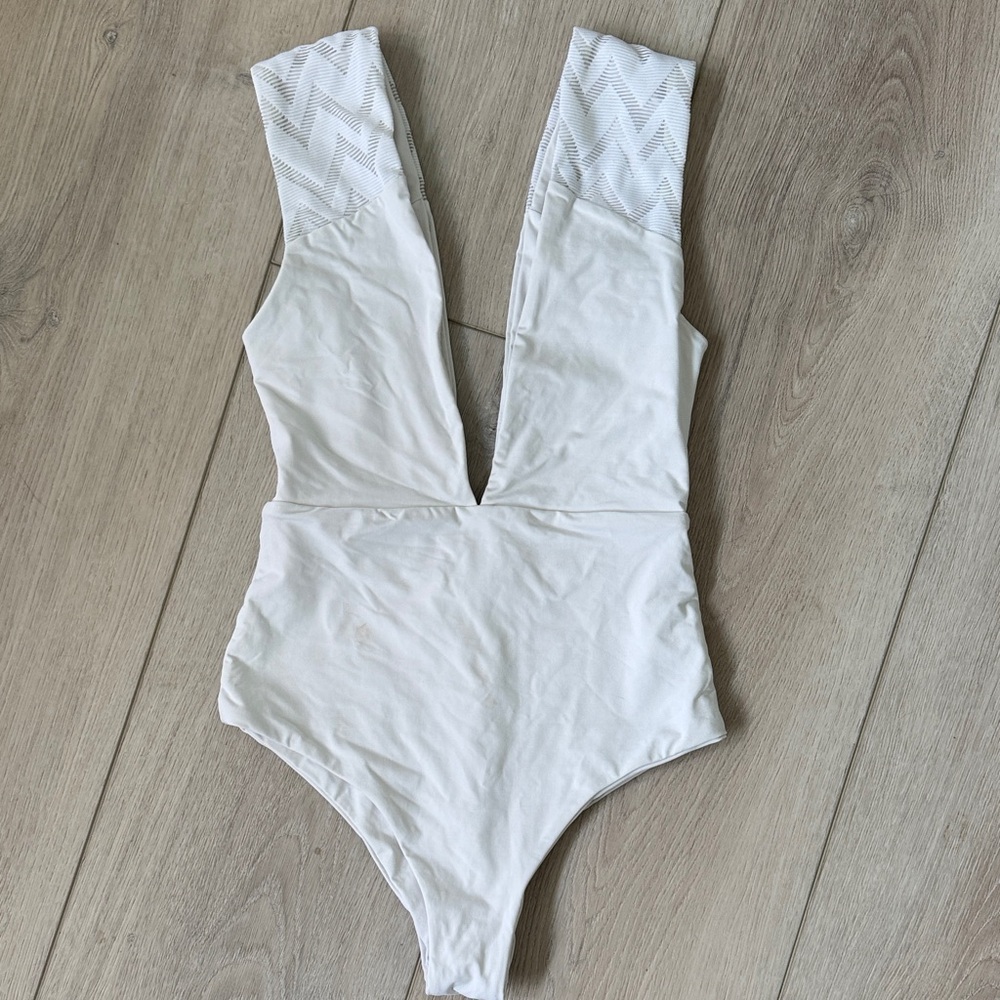 Tavik White Plunge One Piece Swimsuit